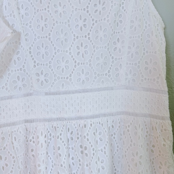 1901 Cotton White Eyelet Cottagecore Button Up Sleeveless Bohemian Midi Dress 12 - Picture 9 of 13
